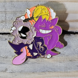 Pin esmaltado personalizado inspirado en Gengar, Gastly y Hunter PK