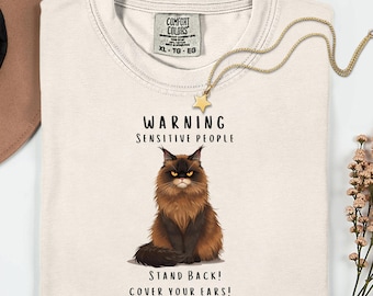 Sensitive People Stand Back Sarcastic Grumpy Cat T-shirt | Funny Cat Tee