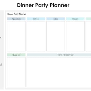 Agenda de dîner PDF imprimable | modèle de planification de menu divertissant, liste de courses par catégorie et fiches de recettes | Téléchargement instantané