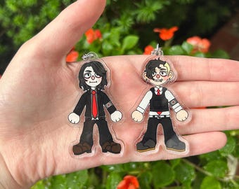 Gerard Way and Frank Iero Keychains: Cute Double-sided My Chemical Romance Frerard Chibis