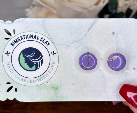 Amethyst and Howlite Marble Studs! Purple, White, and Black