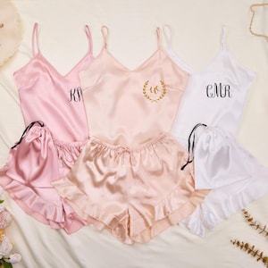 Satin Bridesmaid Pajamas Camisole Set Set Of 6 Pajamas Bridal Shower Gifts Bridesmaid Pjs Set Bridesmaid Gift Honeymoon Gift Bridal Pajamas