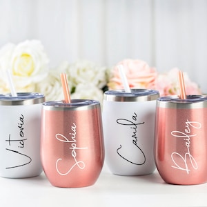 Personalized 12oz Wine Cup,Wine Cup with Lid,Bachelorette Party Favor,Stainless Steel Wine Tumbler,Bridesmaid Proposal Gift,Birthday Gift