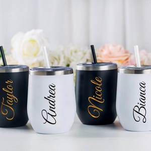 Personalized 12oz Wine Cup,Wine Cup with Lid,Bachelorette Party Favor,Stainless Steel Wine Tumbler,Bridesmaid Proposal Gift,Birthday Gift