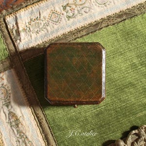Gilded Memory Box - Hand-Aged Velvet Jewelry Case with Secret Compartments, French Empire Aesthetics