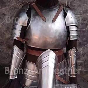 Mittelalterlicher Ritter Ganzkörper-Rüstungs-Set-Leinstahl Tragbar Cosplay Kostüm | Halber Rüstungsanzug ~ Schaukampfbereite Kürass & Beinschützer und Schulterstücke