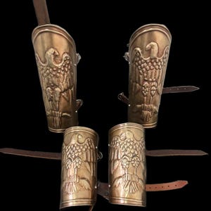 Brass Greaves With Leather Edge ~ Roman Leg Pair ~ 4th Century BC ~ Greek Leg Armor Wearable Cosplay Knight Armor Pair Of Leg Greaves Armor
