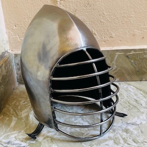Superior Bar Grill Bascinet Helmet for SCA Heavy Combat Knight Helmet halloween costumes | Battle Helmet for Cosplay and Decorative Gift