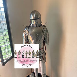 Gothic Body Armour with Sallet Helmet and Bevour – Hand-Forged Metal Armour, for Medieval Reenactment, LARP & Cosplay Gothic armor set