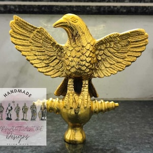 American Eagle Classic Sculpture with Spread Wings | Roman Aquila Eagle Standard Full Bronze |  Gold Eagle Statue, Symbolic Majestic Decor