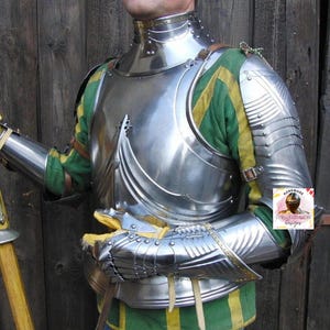 Medieval German Gothic Type Half Body Armor Suit | 15th Century German Gothic Half Armor | LARP Cuirass With Arm Knight Armor Reenactment