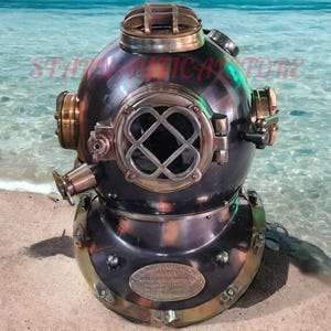 Handmade Antique Diving Helmet, Us navy Marine Diving Helmet | Heavy Marine Divers Helmet | Boston Scuba Diving Helmet