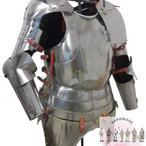 Premium Hand-Forged Medieval Gothic Chest Armor with Arm Full Set – Full Steel Plate Half Body Armor for LARP, SCA, and Reenactment Gear