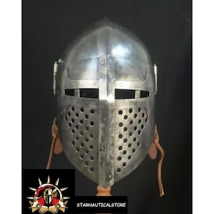 Bascinet Knight Helmet Medieval Medieval Reproduction | Barbuta Visored Helmet ~ LARP Cosplay Halloween Costume ~ Barbuta Warrior Helmet
