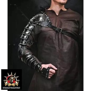 Medieval LARP Single Black Pauldron Metal Sleeve Shoulder Arm Armor For Spartacus Cosplay | Ren Faire Arm Fantasy Warriors | Halloween Gift