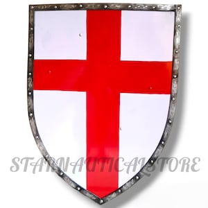 Templar Shield | Medieval Knight Red Cross Templar Shield | Medieval Armor Crusader Shield | Heater Shield | Best Gift