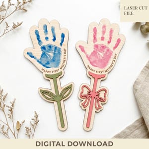 Handprint Flower Sign Svg, Mother's Day Keepsake, Glowforge, Laser Cut File
