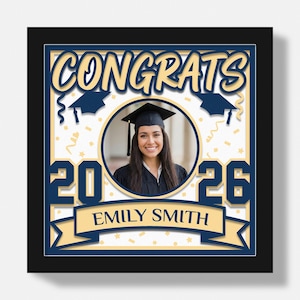 Examen Shadow Box SVG, Klass 2026, Fotoram, Pappersklipp, Cricut