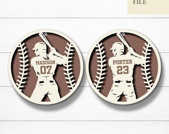 Custom Baseball Ornament Svg, Personalized Player Name Number, Male Female Sports Jersey Ornament, Glowforge, Laser Cut Files