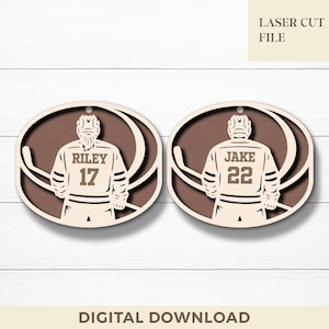 Custom Hockey Ornament Svg, Personalized Player Name Number, Male Female Sports Jersey Ornament, Glowforge, Laser Cut Files