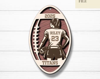 Custom Flag Football Ornament Svg, Personalized Player Name Number Team, Sports Jersey Ornament, Christmas Gift, Glowforge, Laser Cut File