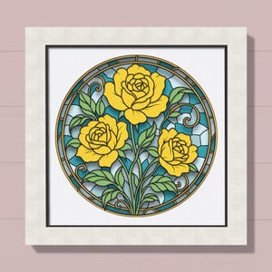 3D Floral Rose Stained Glass Shadow Box Svg, Layered Flower Bouquet, Paper Cut Design, Art Nouveau Decor Svg, Cardstock Project for Cricut