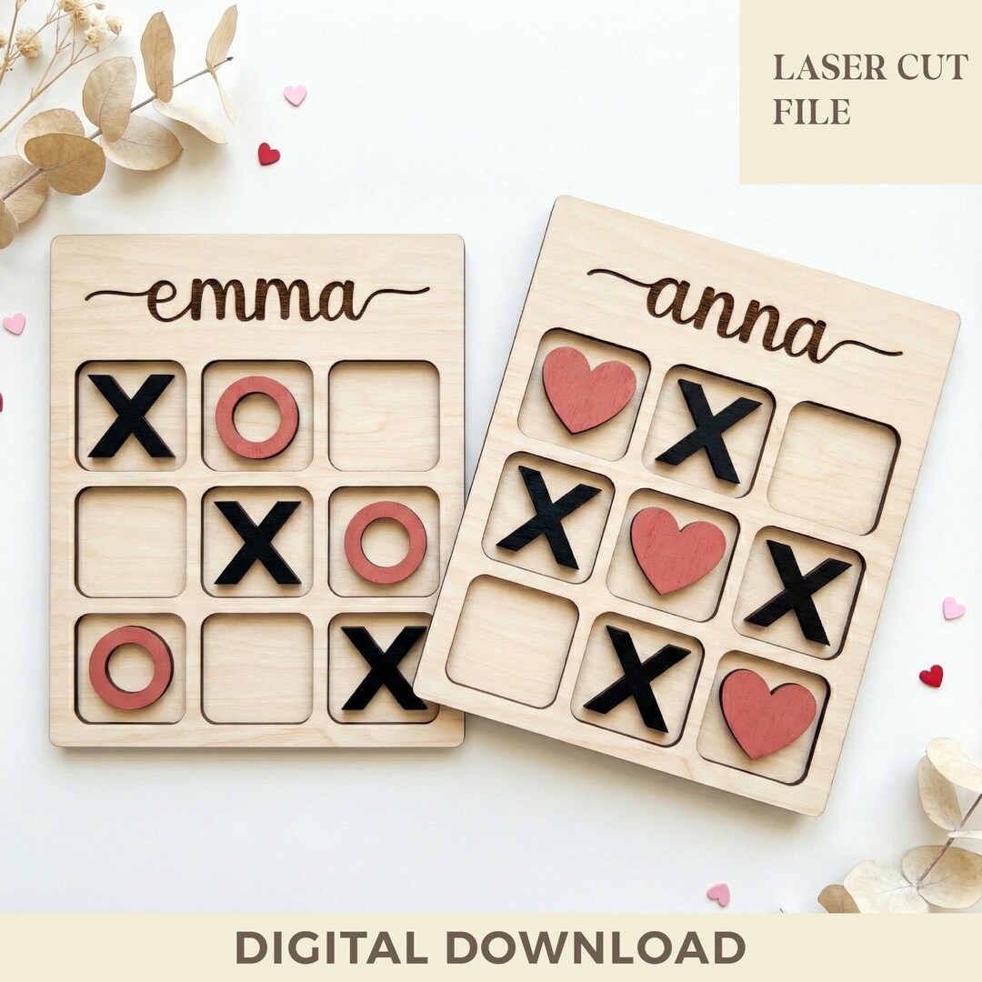 Valentine's Day Heart Tic Tac Toe Svg, for Glowforge, Laser Cut File - Etsy