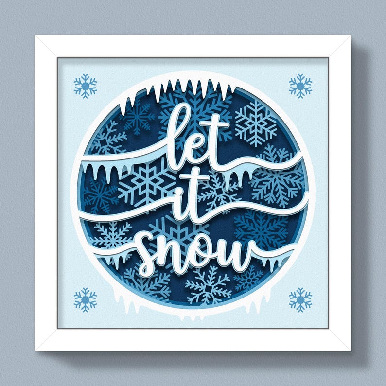 3D Let It Snow Shadow Box Svg, Snowflakes Shadow Box Svg, Christmas ...