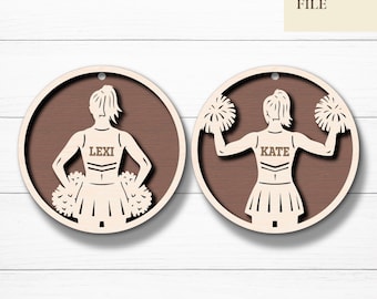 Custom Cheerleader Ornament Svg, Personalized Player Name Number, Male Female Sports Jersey Ornament, Glowforge, Laser Cut Files