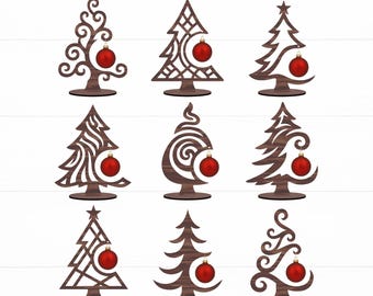 Christmas Tree Ornament Hanger Svg, Tabletop Xmas Tree Stand, Bauble Holder, Holiday Wood Decor, Glowforge, Laser Cut Files