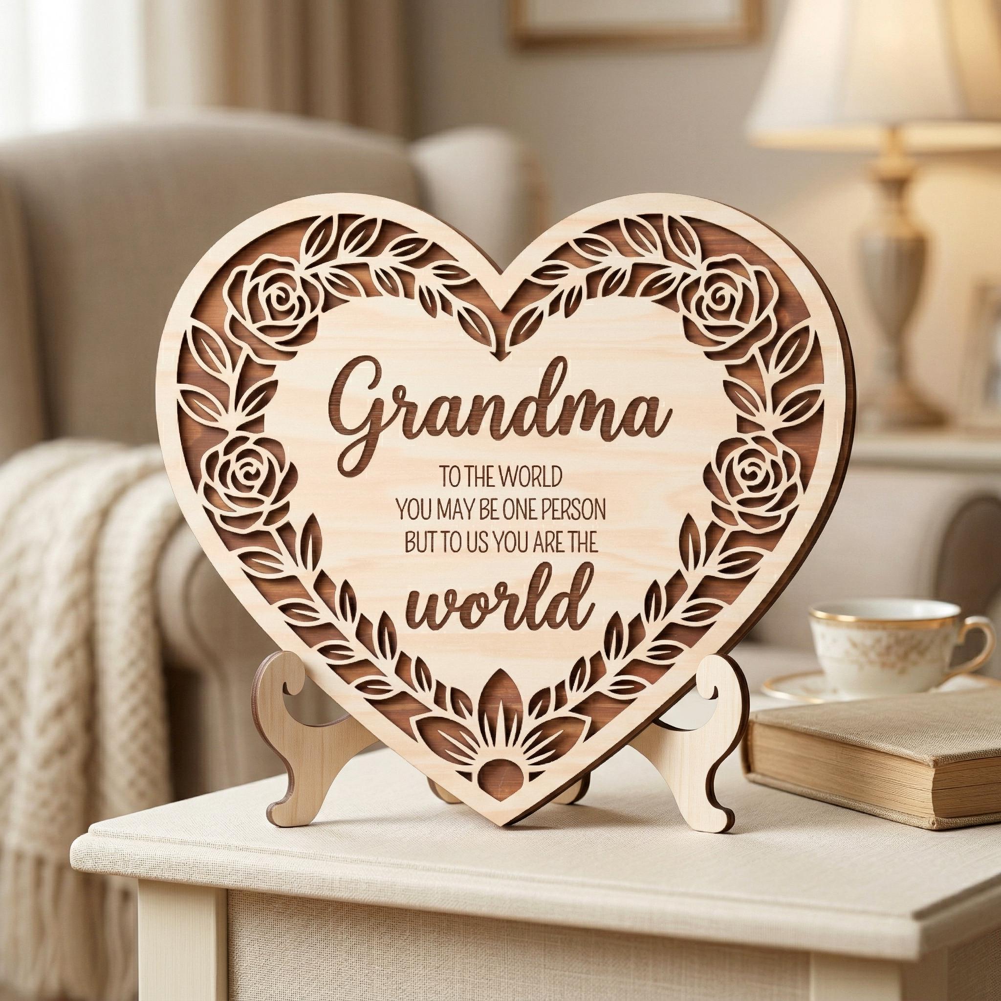 Mom Heart Sign Svg, Floral Wood Plaque Svg, Mother's Day Gift ...