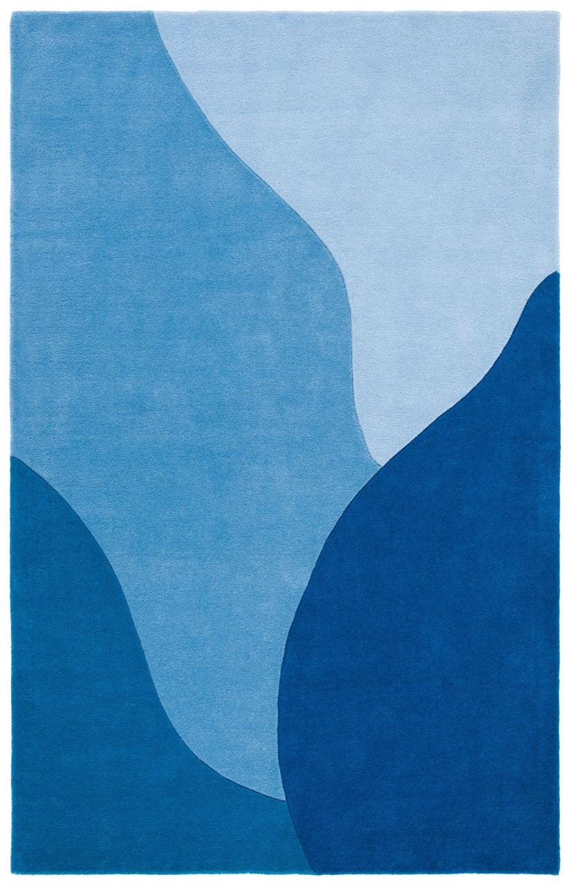 Abstract Blue Rug Pattern Blue Abstract Hand Tufted Wool Area Rug, Modern Gradient Wave Carpet ...
