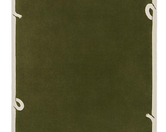 Olive Green Handmade High-Low Hand Tufted Floral Wool Area Rug, Thick and Soft Carpet for Living Room,Bedroom & Kitchen Décor Rug and Carpet