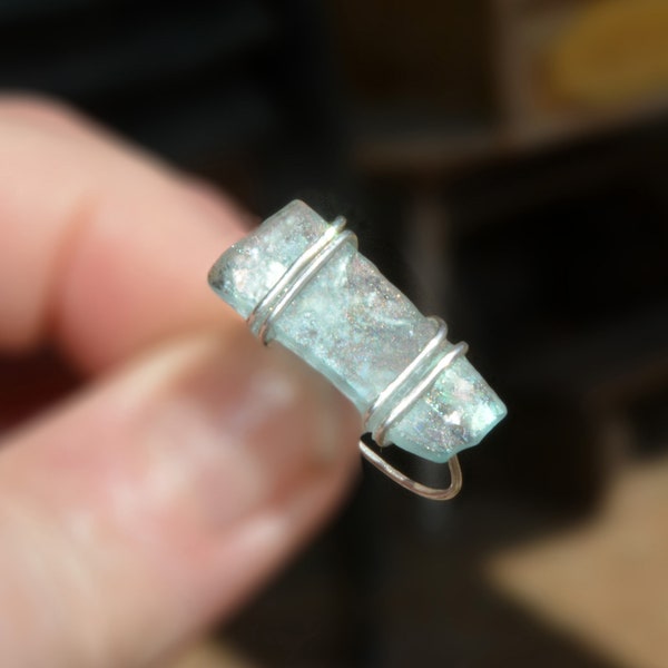 Roman Glass Ring. Silver Ring. Roman Glass Jewelry from Israel. Thin Ring. Ancient Glass Ring. Handmade Israeli Jewelry Free Shipping HKArt1