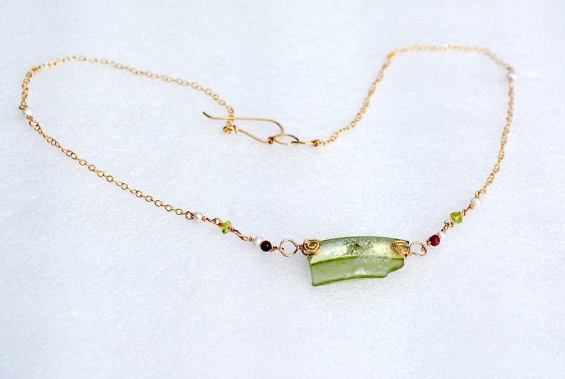 Roman Glass Jewelry from Israel Green Roman Glass Necklace Etsy
