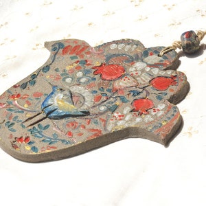 Ceramic Hamsa Hand Wall Hanging Housewarming Gift from Israel Handmade Pottery Clay Home Décor Wall Décor Hand Painted Chamsa Free Shipping