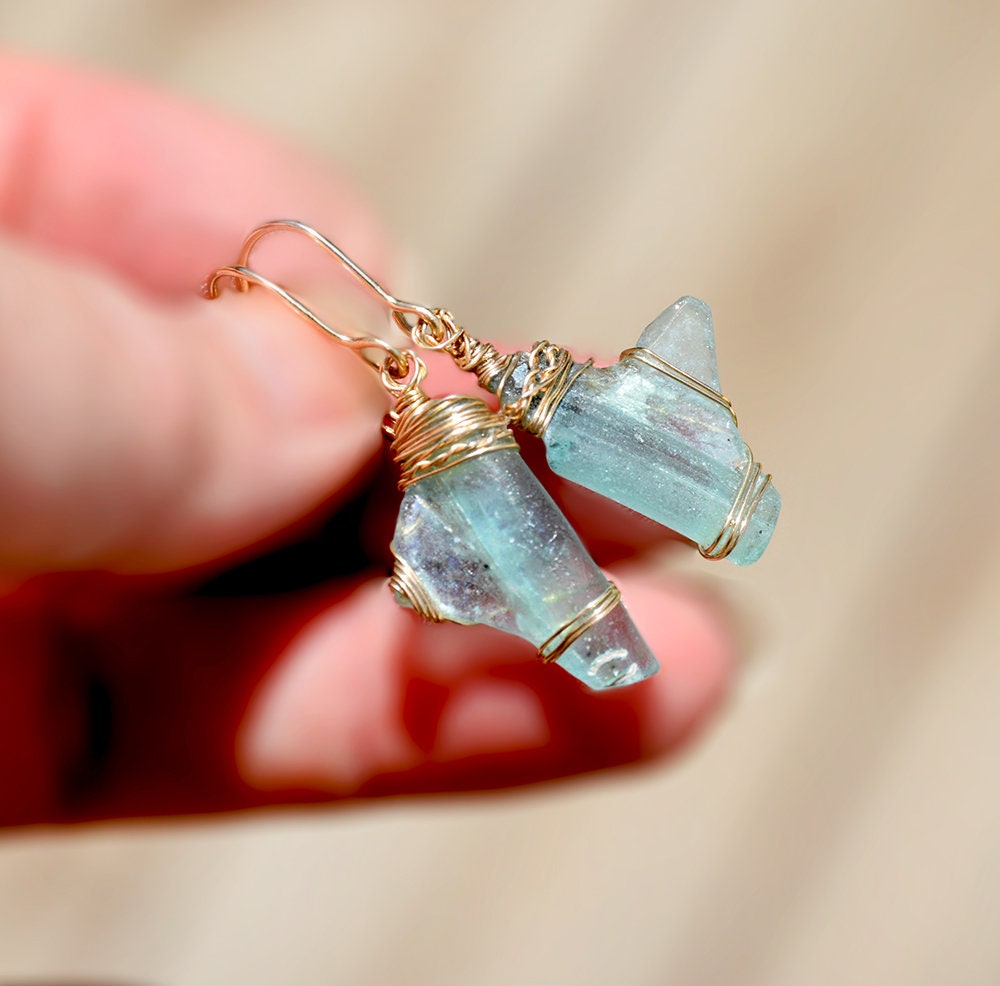 Roman Glass Jewelry from Israel Roman Glass Earrings. Gold Etsy