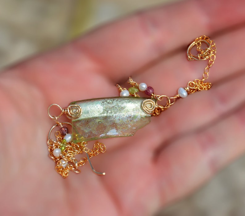 Roman Glass Jewelry from Israel Green Roman Glass Necklace Etsy