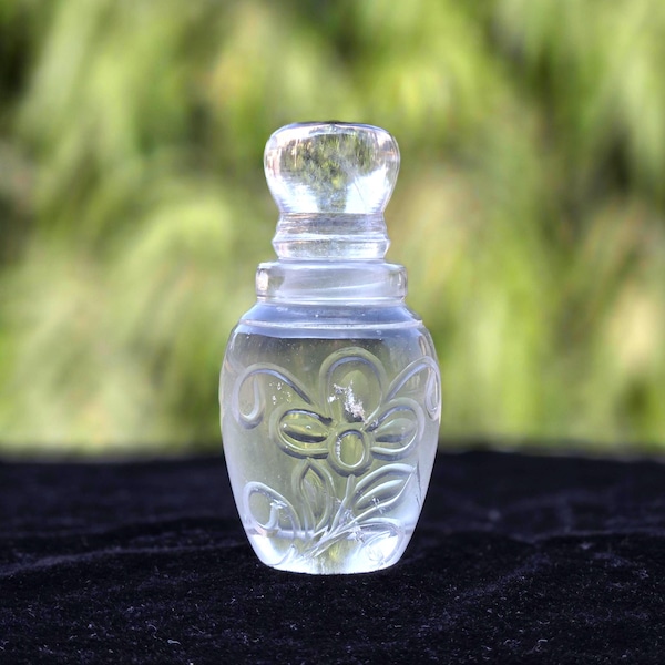 Fles van helder kwartskristal | Parfumflesje van Himalayakwarts, olieverspreider, drankflesje