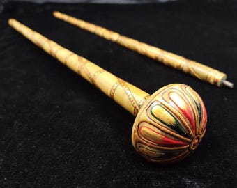 Yellow Aventurine Walking Stick | Luxury Gemstone Showpiece Cane | Gold Painted