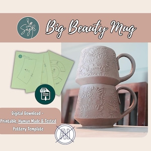 Large Stacking Mug Pottery Template | Ceramic DIY Pattern (PDF Download)