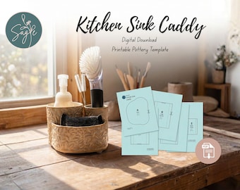 Slab Pottery Kitchen Sink Organizer Template – Digital PDF for Ceramic Artists