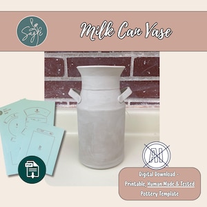Old Milk Can Vase Slab Template | DIY Ceramic Pottery Digital Pattern (PDF Download)