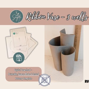 Vase | Ribbon Style Vase Slab Template | DIY Ceramic Pottery Digital Pattern (PDF Download)