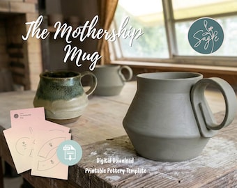 Big Wide Mug Pottery Template | Ceramic DIY Pattern (PDF Download)
