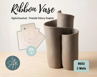 Vase | Ribbon Style Vase Slab Template | DIY Ceramic Pottery Digital Pattern (PDF Download)