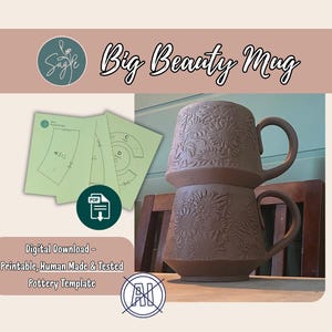 Large Stacking Mug Pottery Template | Ceramic DIY Pattern (PDF Download)