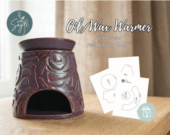 Oil Burner/Wax Warmer Template: DIY Ceramic Pottery Pattern (Digital Download PDF)