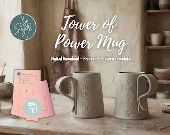 Big Tall Mug pottery Template | Ceramic DIY Pattern (PDF Download)