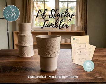 Retro Stacking Tumbler Cup Pottery Template | Ceramic DIY Pattern (PDF Download)
